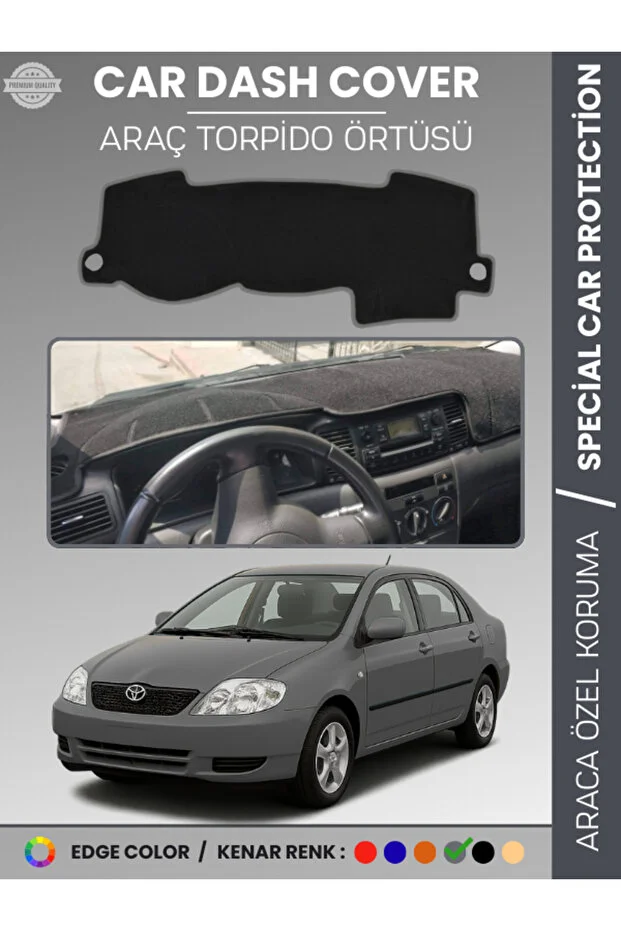 TOYOTA COROLLA E120 (2002-2007) Torpido Örtüsü Ön Göğüs Koruma Araca Özel Çatlamayı Önler Kaymaz